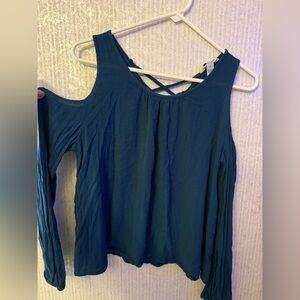 Arizona Jean Company Teal Open Shoulder Blouse